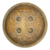 A NORTH INDIAN HIGHLY DECORATED COPPER ALLOY SHIELD (DHAL), 19TH CENTURY, PROBABLY RAJPUT