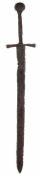 A RARE MEDIEVAL HAND-AND-A-HALF SWORD, PROBABLY LATE 14TH/15TH CENTURY