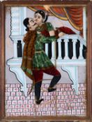 A REVERSE GLASS PAINTING DEPICTING A PAIR OF LOVERS, TANJORE, SOUTH INDIA, CIRCA 1900