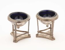 A PAIR OF VICTORIAN SILVER SALT CELLARS, S. SMITH & SON, LONDON, 1869
