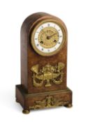A RESTAURATION ORMOLU-MOUNTED BURR WOOD MANTEL CLOCK, PARIS, CIRCA 1840