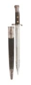 A BRITISH 1888 MK TYPE II SWORD BAYONET DATED 1891 WITH SCABBARD