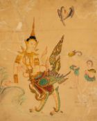 A COLOURED DRAWING OF A KINNARA, THAILAND, 19TH CENTURY