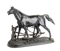 AFTER PIERRE JULES MENE (1810-1879): CHEVAL A LA BARRIERE, NO. 1 DJINN