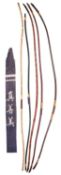 FIVE JAPANESE BOWS AND A BOW BAG, EDO PERIOD AND LATER