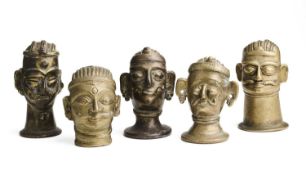 FIVE BRONZE LINGAM COVERS, WESTERN DECCAN, INDIA, 19TH CENTURY