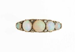 VICTORIAN OPAL AND DIAMOND HALF HOOP RING, 1890s