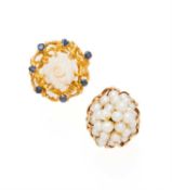 TWO GEM-SET DRESS RINGS, 1960s