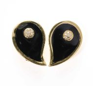 A PAIR OF LACQUER AND DIAMOND EAR CLIPS