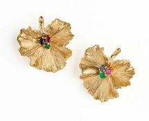 GEM-SET BROOCH AND EAR CLIP