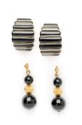 TWO PAIRS OF ONYX EARRINGS