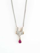 RUBY AND DIAMOND PENDENT