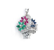 GEM-SET AND DIAMOND GIARDINETTO BROOCH/PENDANT