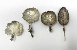 FOUR SILVER CADDY SPOONS, ALL BIRMINGHAM