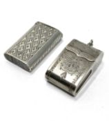 TWO VICTORIAN SILVER VESTA CASES, HILLIARD & THOMASON, BIRMINGHAM, 1882 / 83