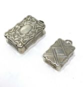 TWO VICTORIAN SILVER PENDENT VESTA CASES, ASTON & SON, BIRMINGHAM, 1857 / 58