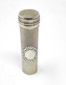 A VICTORIAN SILVER TRAVELLING SHAVING BRUSH, WILLIAM NEAL, LONDON, 1856