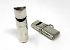 TWO VICTORIAN SILVER COMBINATION WHISTLE VESTA CASES