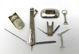 SIX VICTORIAN SILVER SMOKER'S ACCOUTREMENTS