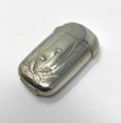 A VICTORIAN SILVER AESTHETIC MOVEMENT VESTA CASE, EDWARD BARNARD & SONS, LONDON, 1879