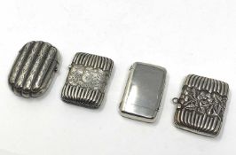 FOUR VICTORIAN SILVER VESTA CASES, ALL BIRMINGHAM