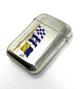 A VICTORIAN SILVER AND SIGNAL FLAG ENAMELLED VESTA CASE, JOHNSON, SONS & EDMONDS, LONDON, 1888
