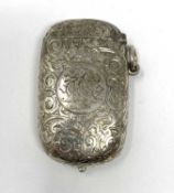 A VICTORIAN SILVER PATENT COMBINATION VESTA, SOVEREIGN AND STAMP CASE, WILLIAM NEALE OF BIRMINGHAM, 