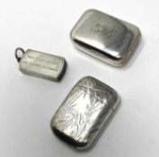 THREE VICTORIAN SILVER VESTA CASES, S. MORDAN & CO., LONDON,