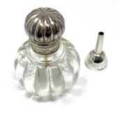 A VICTORIAN GLASS SCENT ATOMISER WITH SILVER COVER, HERNU, PERON & CO. LTD., LONDON, 1885