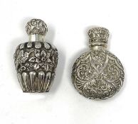 TWO VICTORIAN SILVER SCENT FLASKS