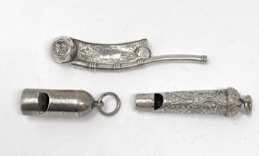 A VICTORIAN SILVER BOATSWAIN'S CALL (OR BOSUN'S WHISTLE), HILLIARD & THOMASON, BIRMINGHAM, 1867