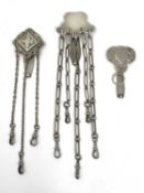 THREE VICTORIAN SILVER CHATELAINES, ALL LONDON