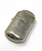 A VICTORIAN CARNELIAN SET SILVER VESTA CASE, COLEN HEWER CHESHIRE, BIRMINGHAM, 1883