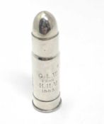 A VICTORIAN SILVER 'BULLET' VESTA CASE, JOHNSON, SONS & EDMONDS, LONDON, 1882