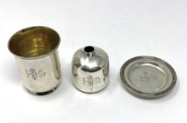 A VICTORIAN SILVER TRAVELLING COMMUNION SET, ELKINGTON & CO., LONDON, 1859