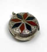 A VICTORIAN SILVER 'SCOTTISH PEBBLE' SET VESTA CASE, JOSEPH COOK & SON, BIRMINGHAM, 1891