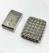 TWO VICTORIAN SILVER VESTA CASES, JAMES FENTON OF BIRMINGHAM, CHESTER, 1880 / 89
