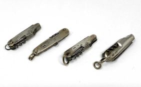 A GROUP OF FOUR VICTORIAN SILVER SMALL PENKNIVES