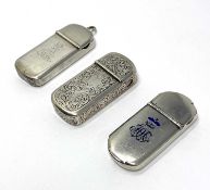 THREE VICTORIAN SILVER COMBINATION CIGAR CUTTER VESTA CASES, BENJAMIN BARLING, LONDON, 1849 / 52