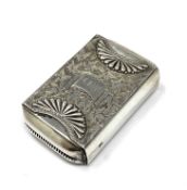 A VICTORIAN SILVER PATENT VESTA CASE, JAMES FENTON, BIRMINGHAM, 1888