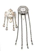 TWO VICTORIAN SILVER CHATELAINES, BOTH LONDON, 1873