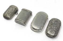 FOUR VICTORIAN SILVER VESTA CASES, DEAKIN & MOORE, BIRMINGHAM, 1865-1877