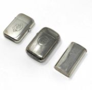 THREE VICTORIAN SILVER VESTA CASES, G.W. ADAMS FOR CHAWNER & CO., LONDON, 1874 / 75 / 78