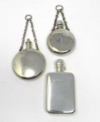 THREE VICTORIAN SILVER SCENT FLASKS, ALL LONDON