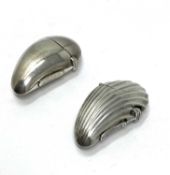 TWO VICTORIAN SILVER 'TOOTH' VESTA CASES, MAKER'S MARKS INDECIPHERABLE, BIRMINGHAM, 1887 / 88