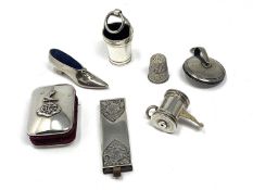 A GROUP OF VICTORIAN SILVER SEWING ACCOUTREMENTS, ALL LONDON