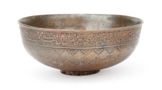 A SAFAVID TINNED COPPER BOWL, PERSIA, 17TH CENTURY