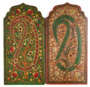 TWO PAINTED WOOD PANELS, KASHMIR, LATE 19TH CENTURY