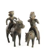 TWO DEITIES RIDING ANIMALS, KARNATAKA, DECCAN, SOUTHERN INDIA, CIRCA 18TH CENTURY