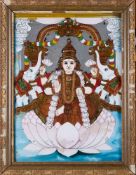 A REVERSE GLASS PAINTING OF GAJALAKSHMI, TANJORE (THANJAVUR), SOUTH INDIA, CIRCA 1900